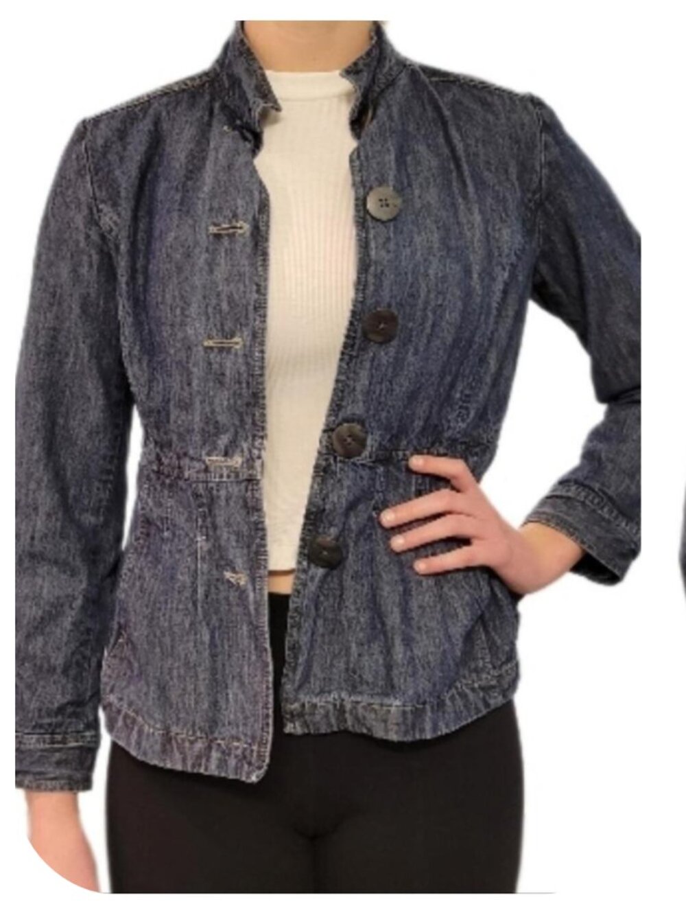 J. Jill Pleated Peplum Denim Jean Jacket Size TALL 20, 100% cotton